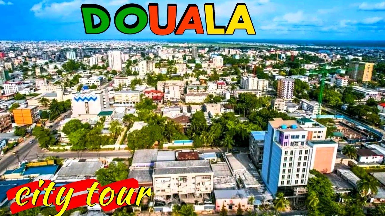 Drive through the administrative neighborhood of Douala Cameroon Bonanjo