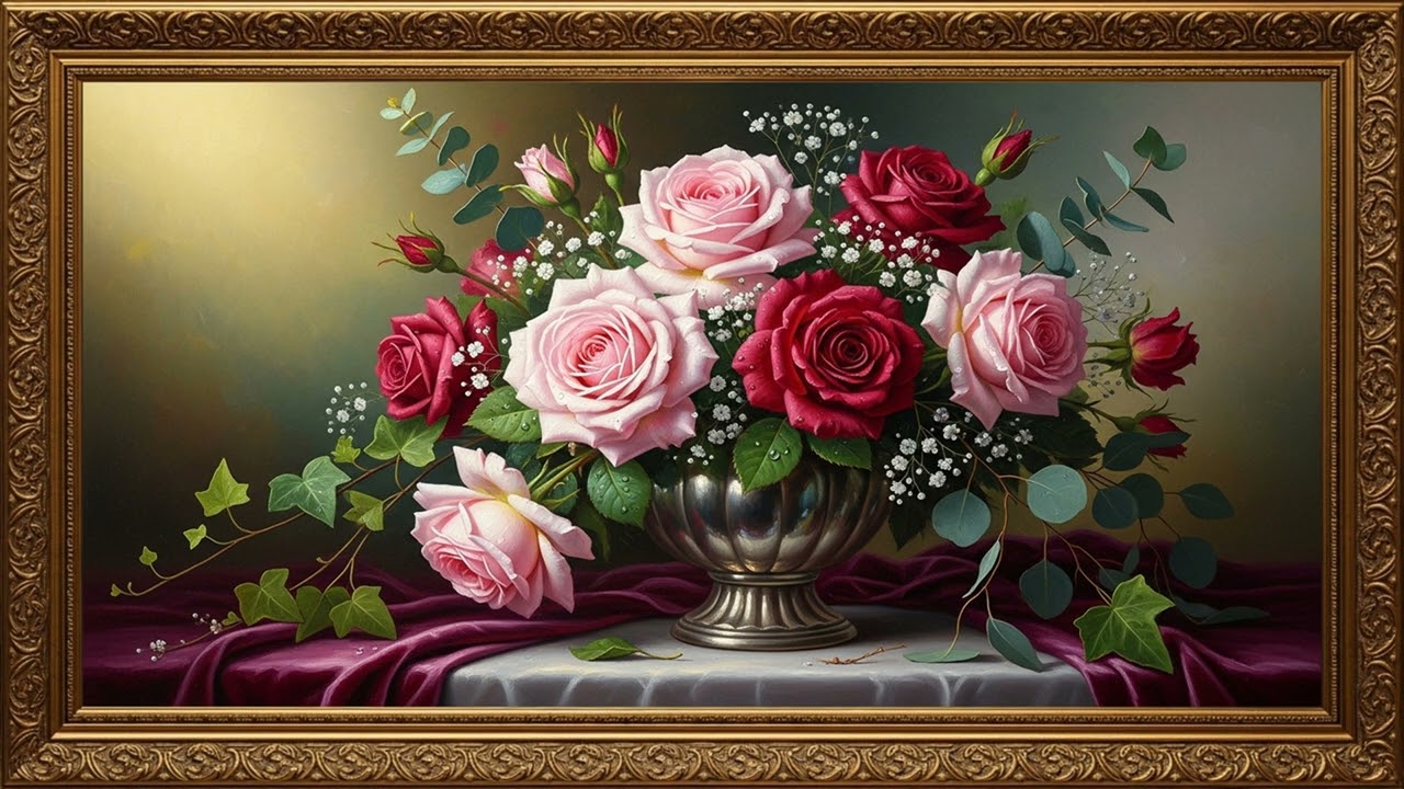 Classic Floral Bouquet Artwork | Calm Gallery Style Art Screen