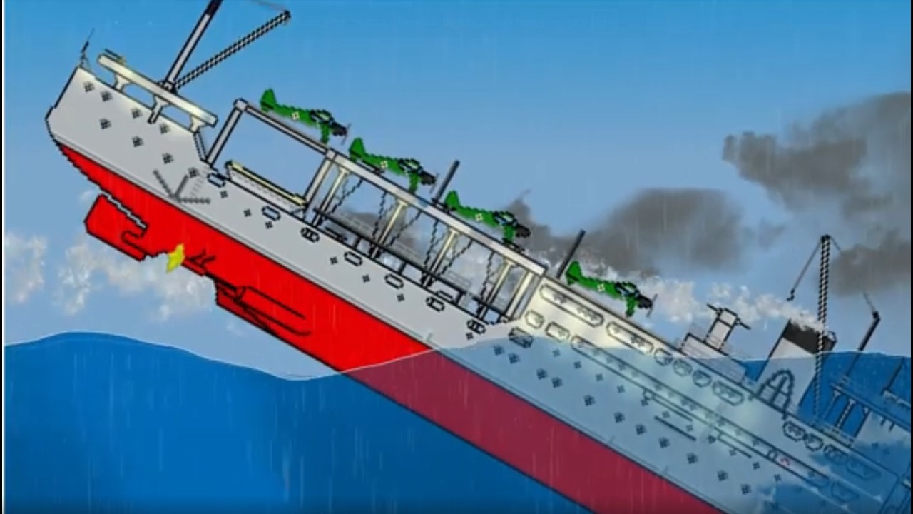 Sinking the Akitsu Maru Ship in the Floating Sandbox