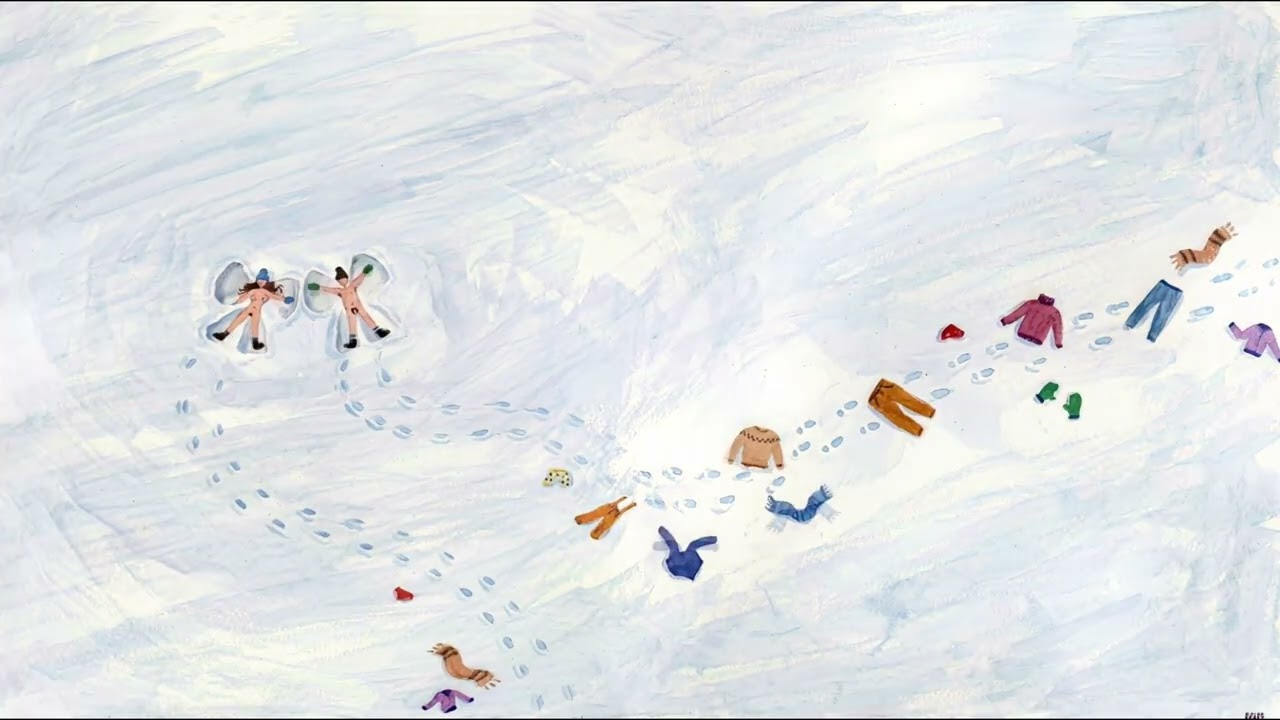 Frame TV Art: Playful Snow Angels Winter Illustration in 4K