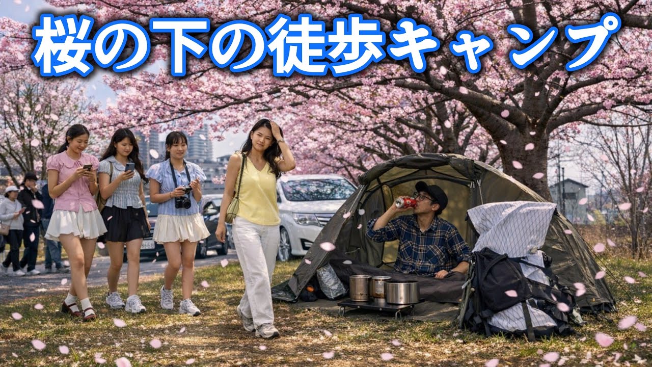 【超軽量チタンバーナー登場】花見徒歩ソロキャンプ