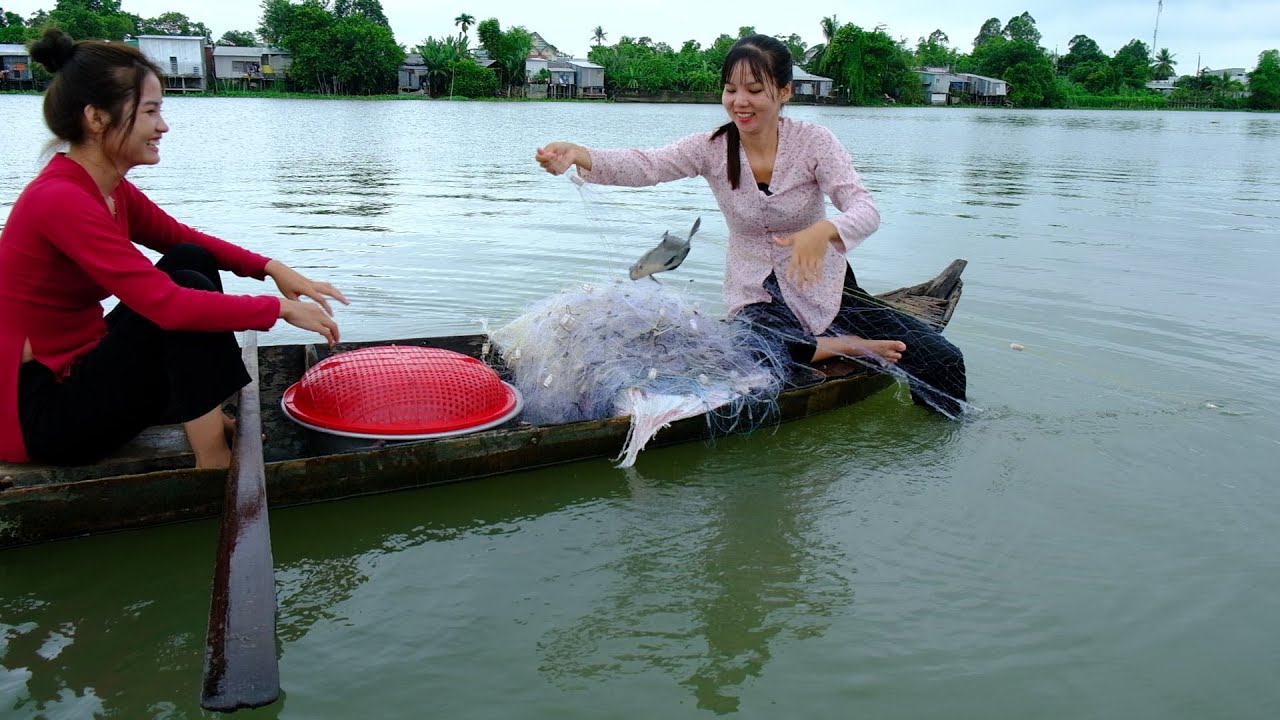 Thả Lưới Ngoài Sông Dính Đủ Loại Cá Thấy mà Ham | Hương Quê #405