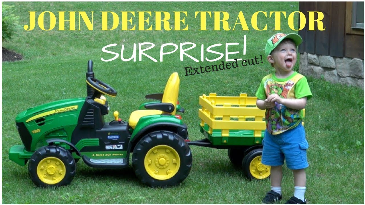 LITTLE GARDENER LOVES JOHN DEERE TRACTOR SURPRISE!