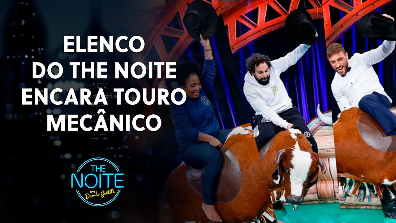 Elenco do The Noite monta em touro mecânico | The Noite (04/04/22)