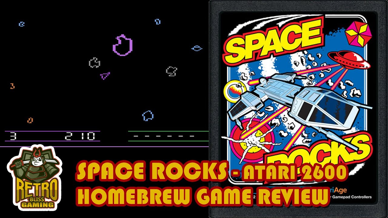 Space Rocks - Atari 2600 Homebrew Game Unboxing, Review, and Gameplay