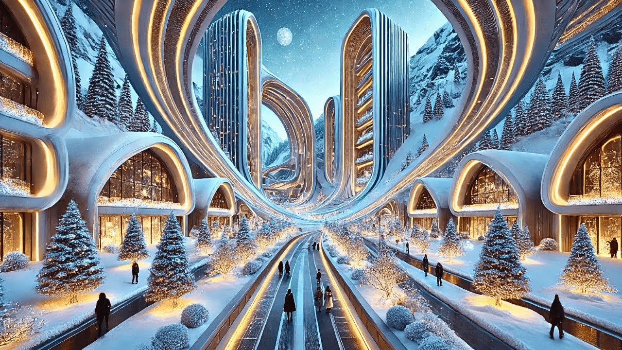 “AI Winter Utopia 2080: Silent Christmas Full of Magic | CosmicMetropolis”