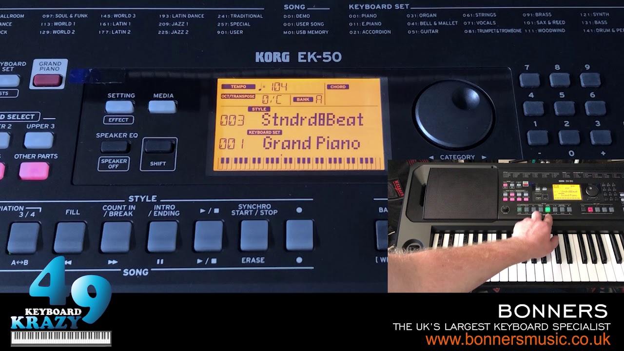Korg EK-50 Keyboard - 280 Accompaniment Styles Part 1/5