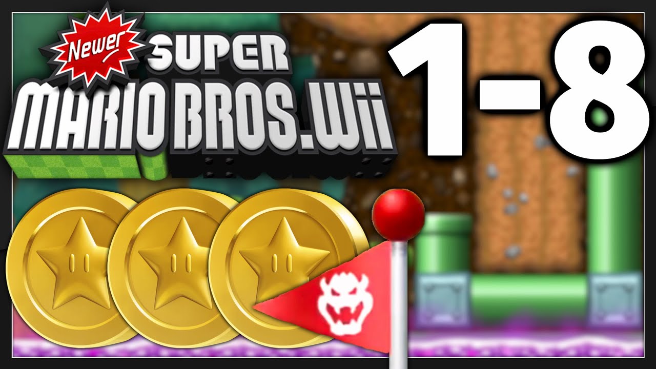 Newer Super Mario Bros. Wii 1-8 ALL STAR COINS / SECRET EXIT