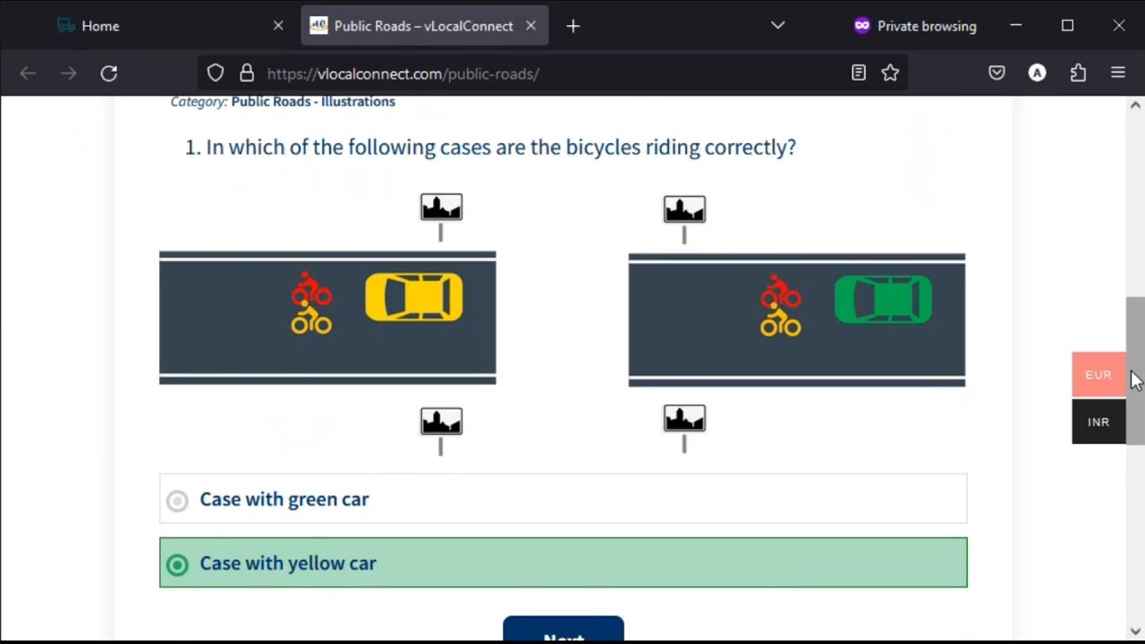 Practice Quiz on Public Roads - Driving Theory Cat B Belgium