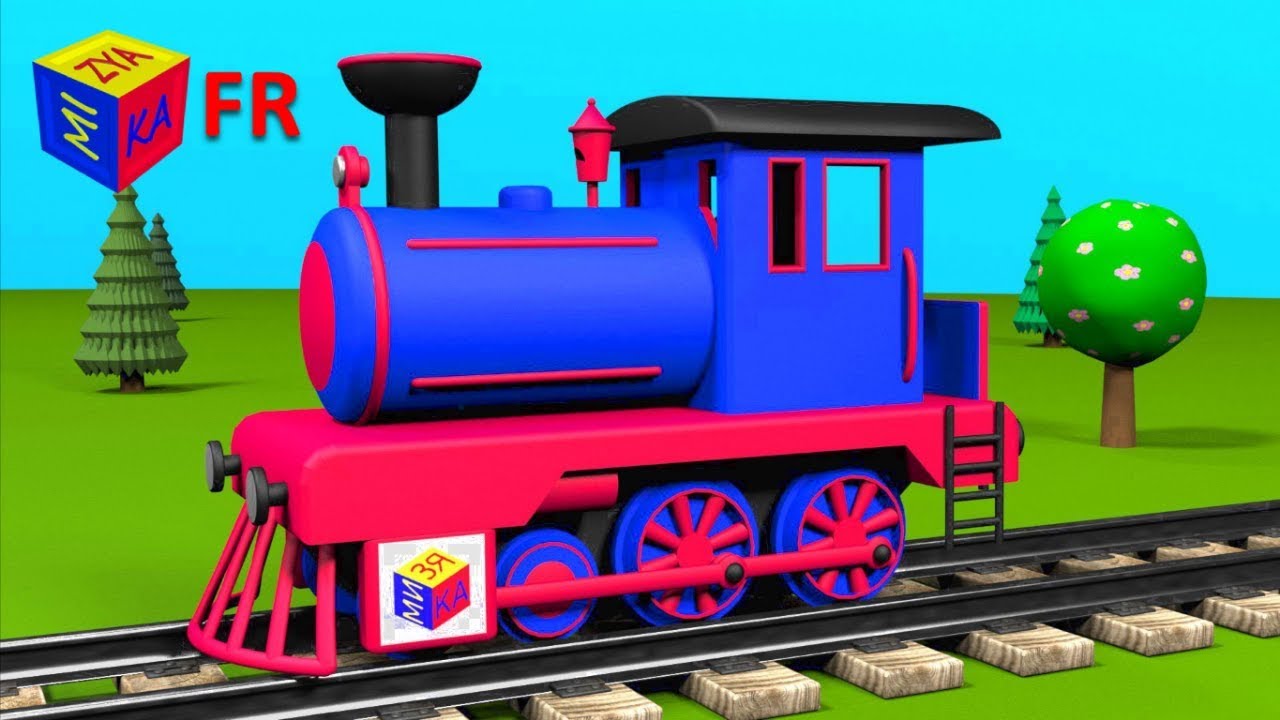 Train pour les petits. Jeu d&rsquo;assemblage: LOCOMOTIVE &Agrave; VAPEUR. Dessin anim&eacute; &eacute;ducatif en fran&ccedil;ais