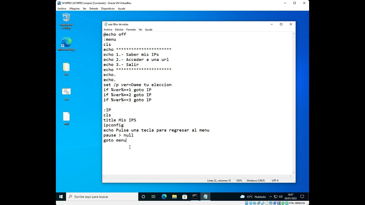 MSDOS: Como crear un program con un fichero BAT