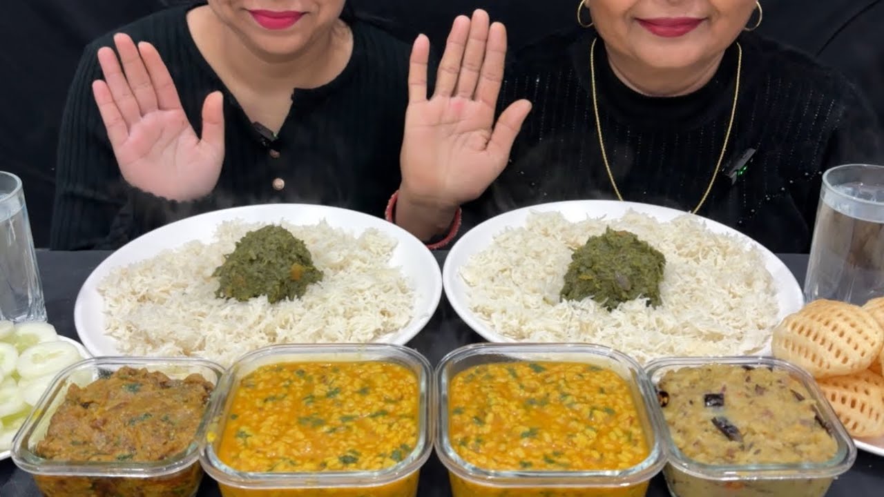 𝗘𝗮𝘁𝗶𝗻𝗴 𝗧𝗵𝗿𝗲𝗲 𝗗𝗶𝗳𝗳. 𝗧𝘆𝗽𝗲𝘀 𝗼𝗳 𝗕𝗵𝗮𝗿𝘁𝗮 𝘄𝗶𝘁𝗵 𝗕𝗮𝘀𝗺𝗮𝘁𝗶 𝗥𝗶𝗰𝗲 𝗮𝗻𝗱 𝗗𝗮𝗮𝗹,𝗦𝗮𝗹𝗮𝗱 𝗮𝗻𝗱 𝗣𝗮𝗽𝗮𝗱 #eatingshow #asmr 