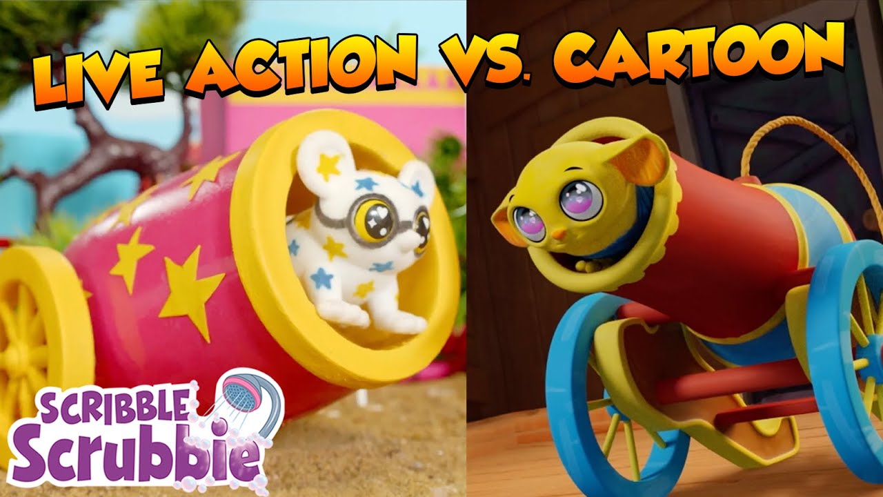 LIVE ACTION vs CARTOON STORY! | Crayola Scribble Scrubbies | Cartoons for Kids