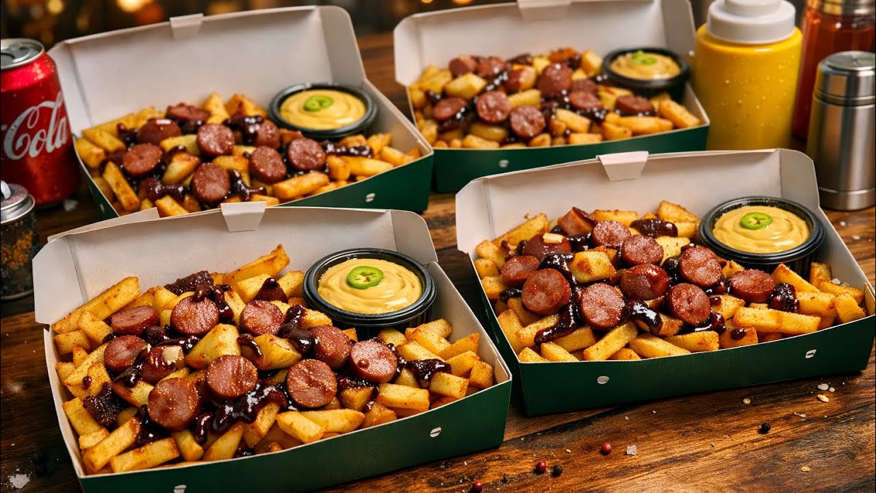 French fries with sausage and caramelized onions #chef#restaurant#food