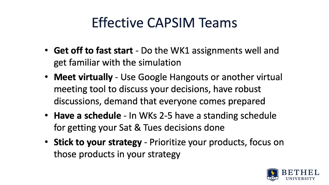How to Work Effectively in a CAPSIM Team