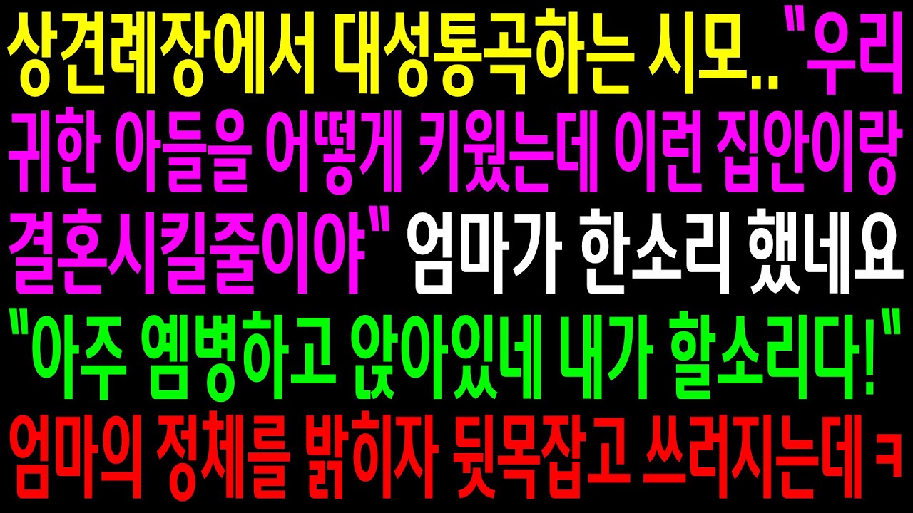 (실화사연)상견례장에서 자기 아들이 아깝다며 대성통곡하는 시모..엄마의 정체를 밝히자 뒷목잡고 쓰러지는데ㅋ[신청사연][사이다썰][사연라디오]