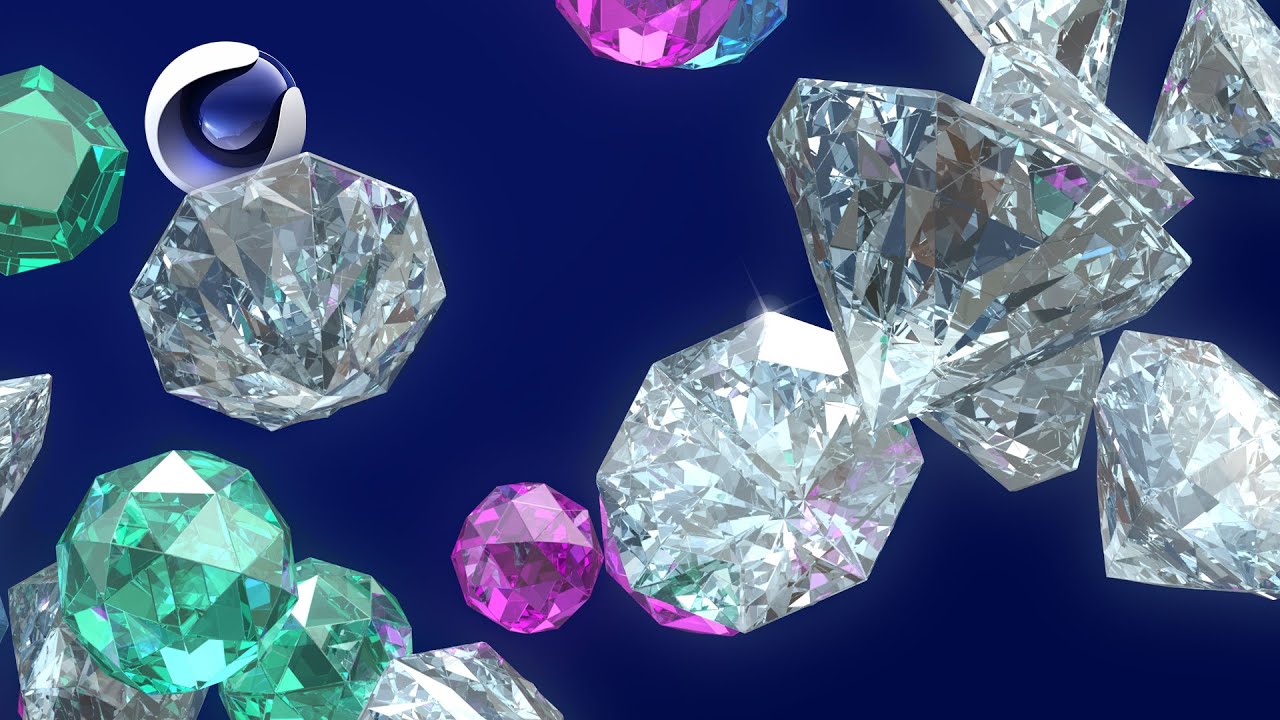 How to create the modeling of diamond and crystal in Cinema 4d | Material & Render