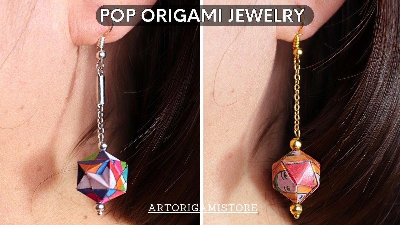 Origami Earrings how to make Paper Jewelry Pop Style