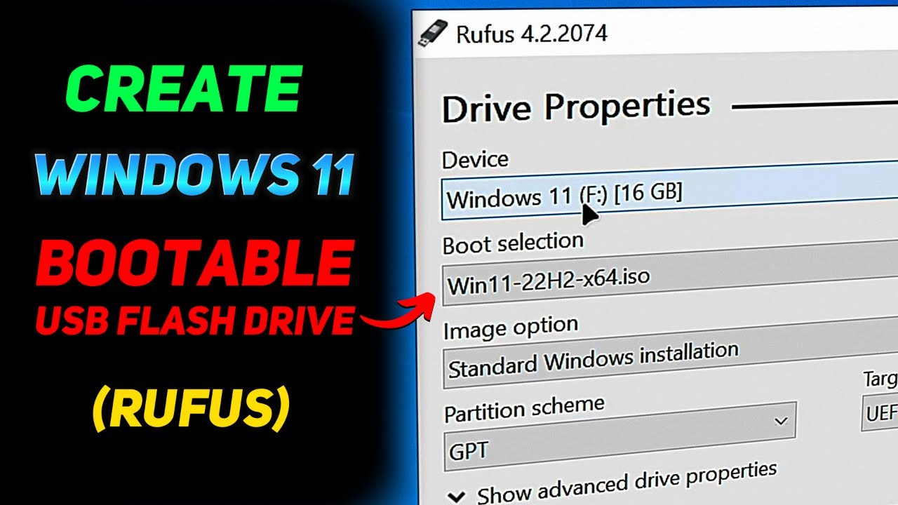 Как создать установочный USB-накопитель Windows 11 (руководство для начинающих Rufus)