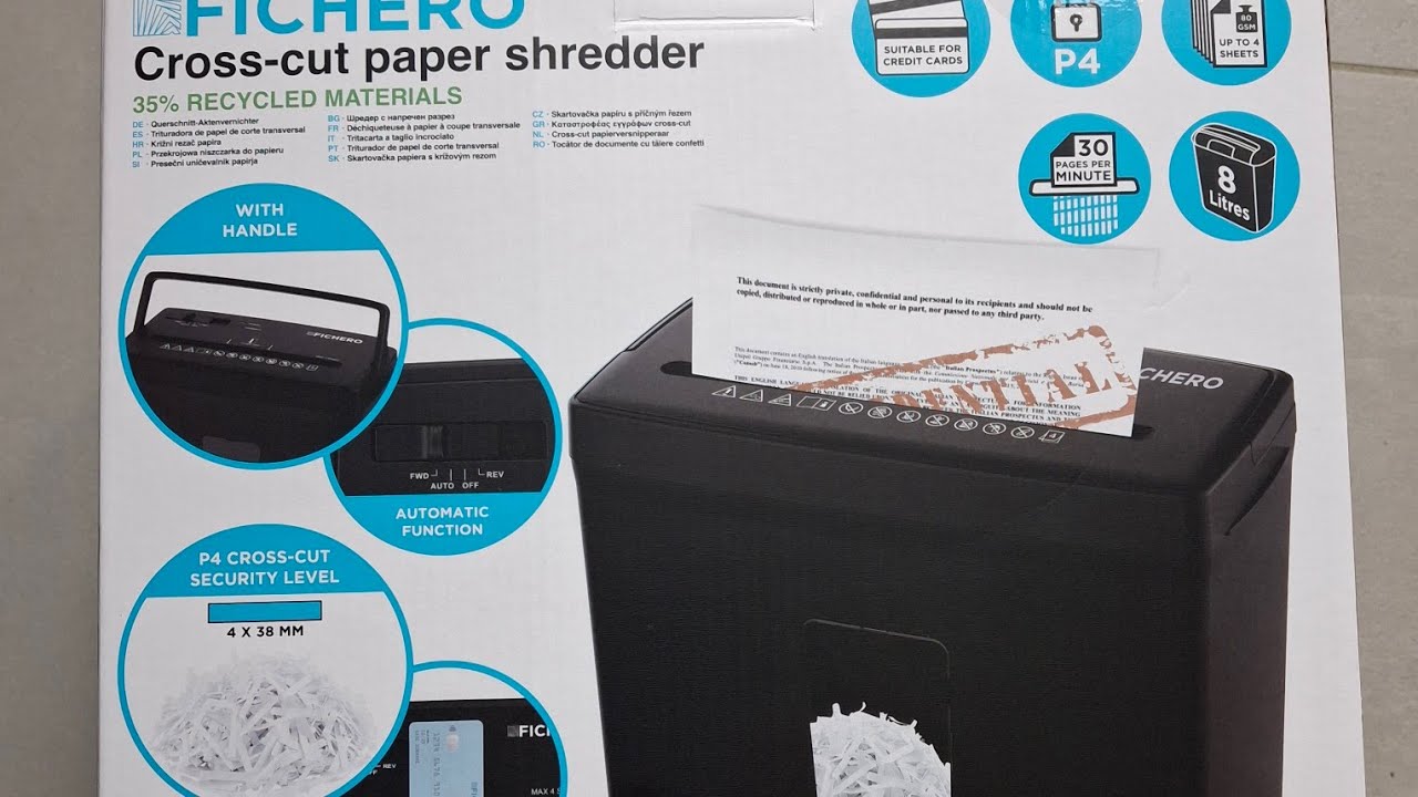 #ficheroDechiqueteuse papier Fichero 230 volts | 8 litres # papier #important 
