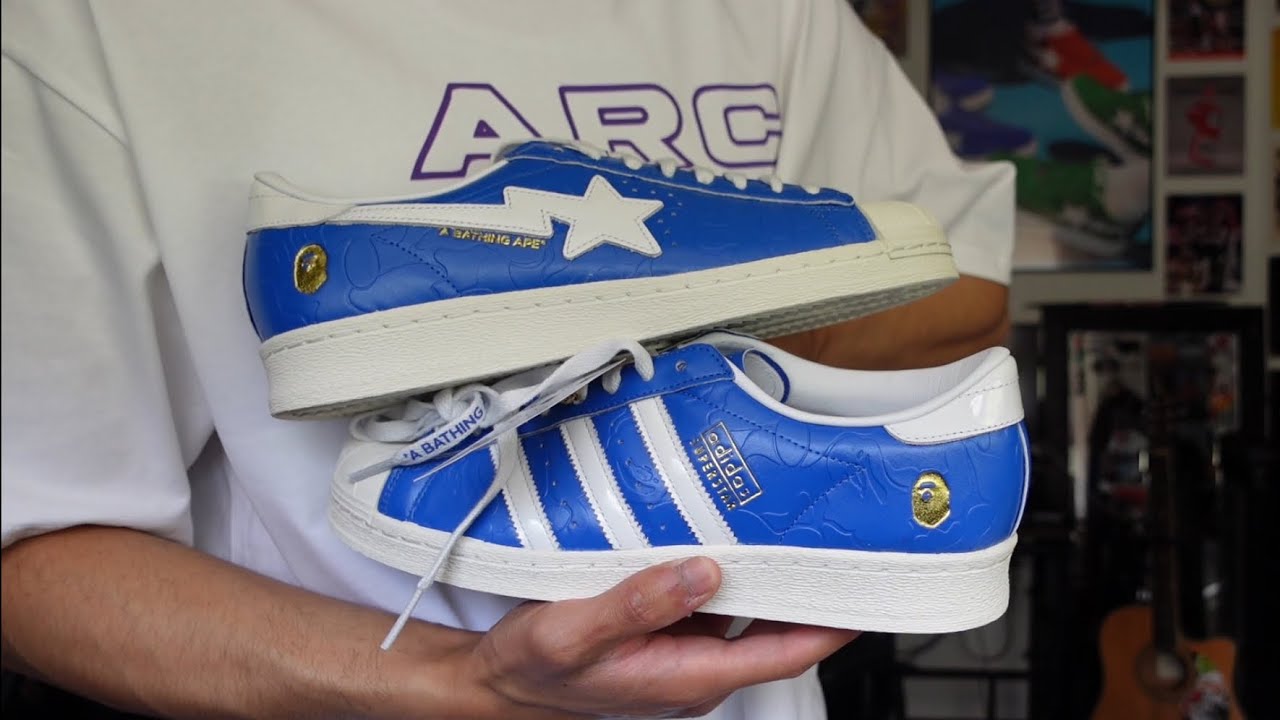 THE BEST BAPE X ADIDAS SUPERSTAR COLORWAY YET? BLUE/WHITE REVIEW + ON FEET