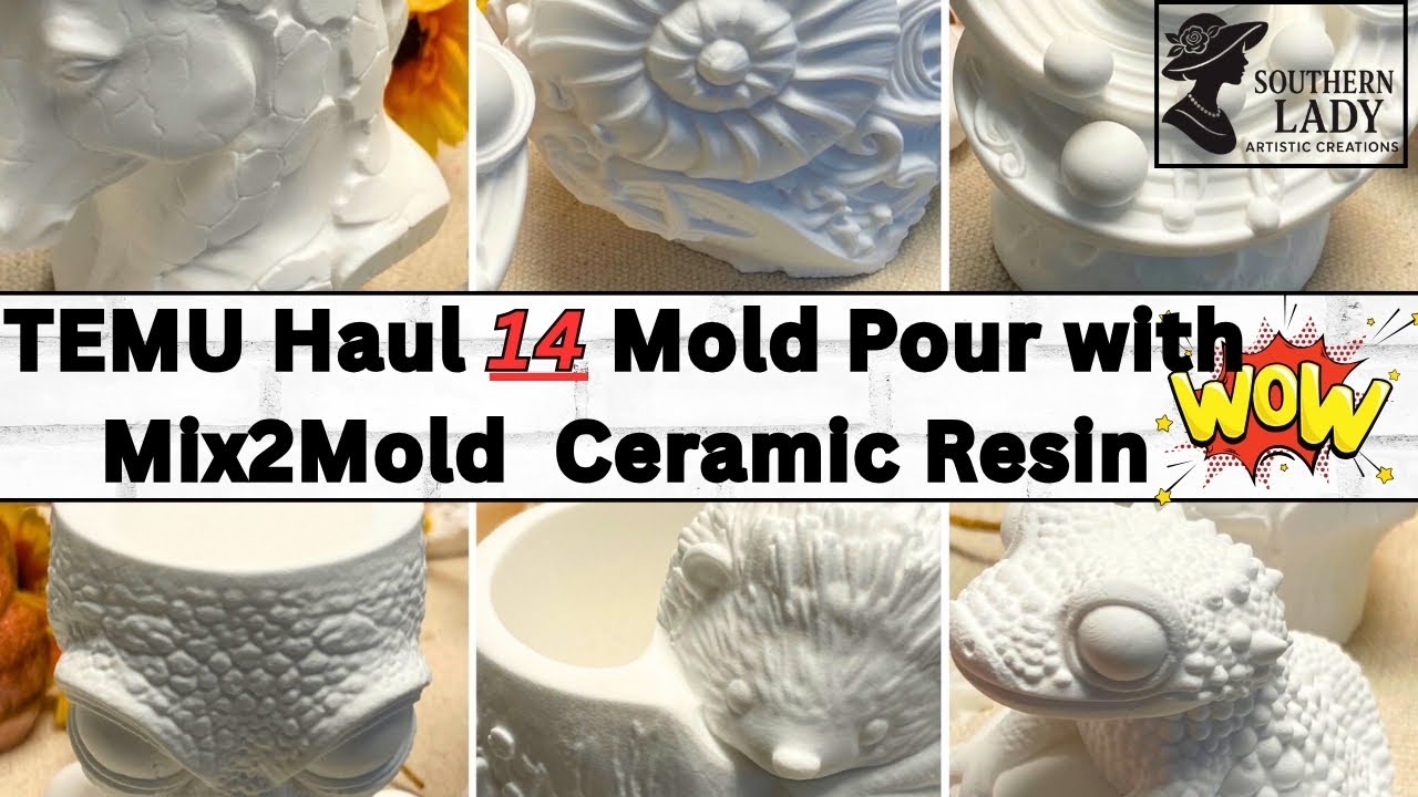1. Huge TEMU Silicone Mold Haul 🎉 DIY Ceramic Resin Pour 14 Molds 😲