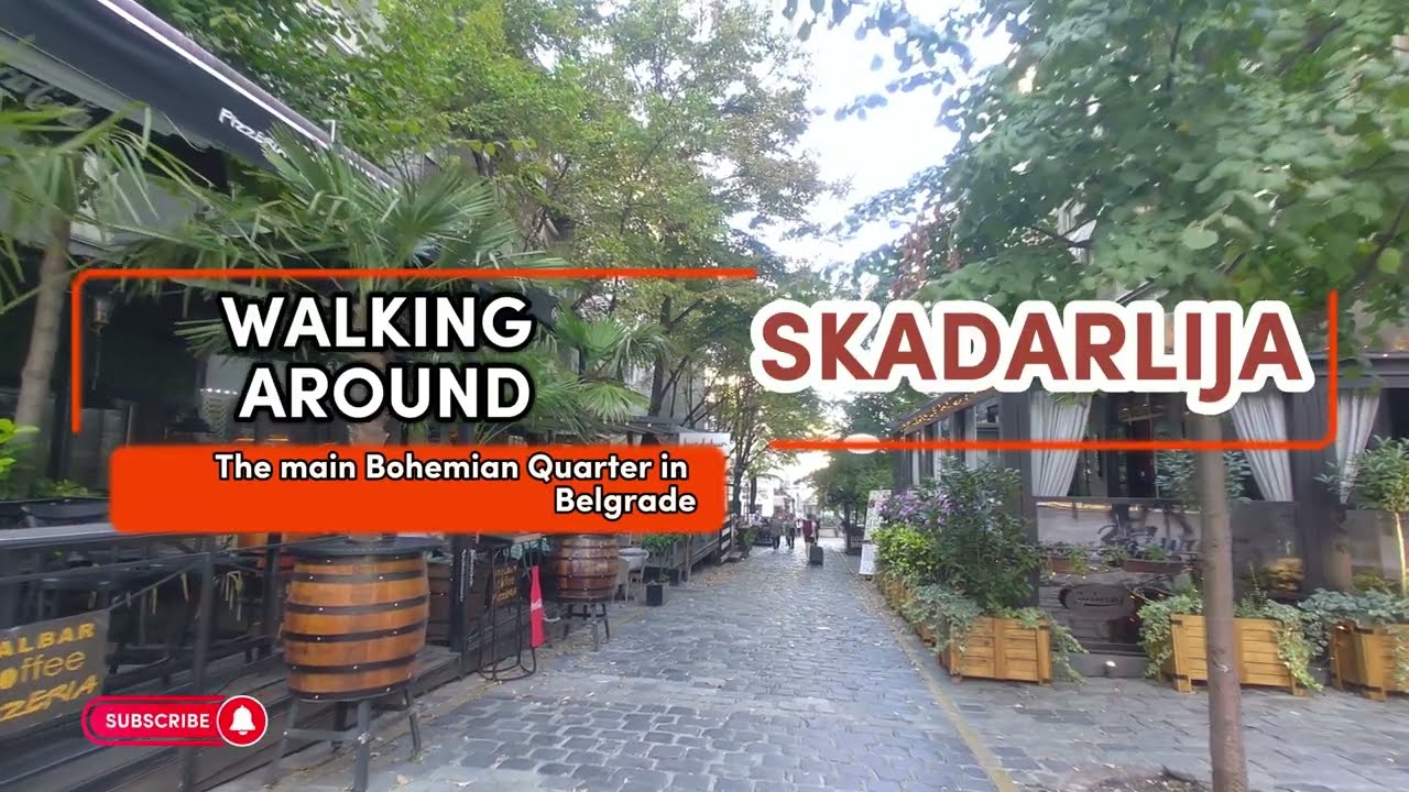 4K | HDR | Walking Around Skadarlija Street, Bohemian Quarter of Belgrade Serbia