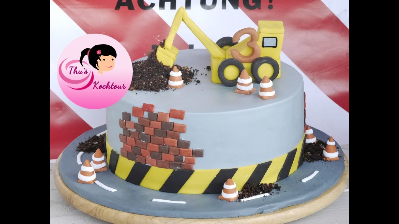 [ENG-SUB] Excavator cake/ Bagger Torte/ Birthday Cake/ Fondant Torte