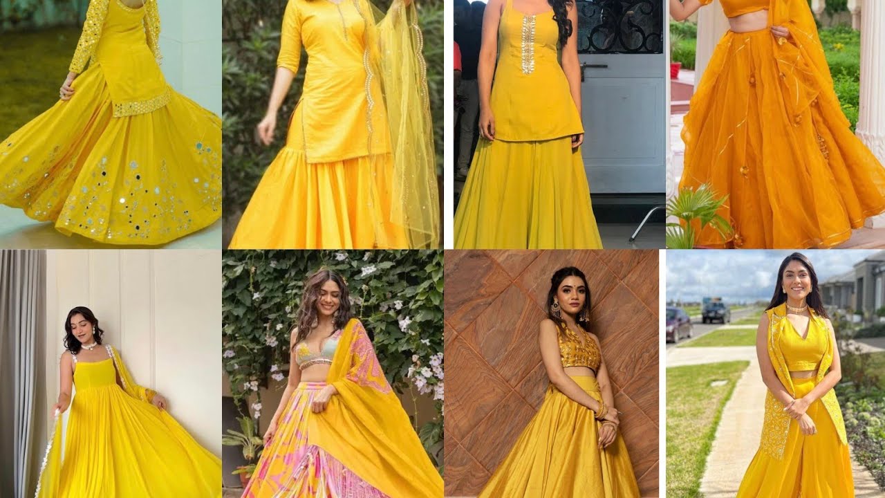 Haldi outfit beautiful yellow 💛 dress #blouse #colorcombinationsuit #fashion 