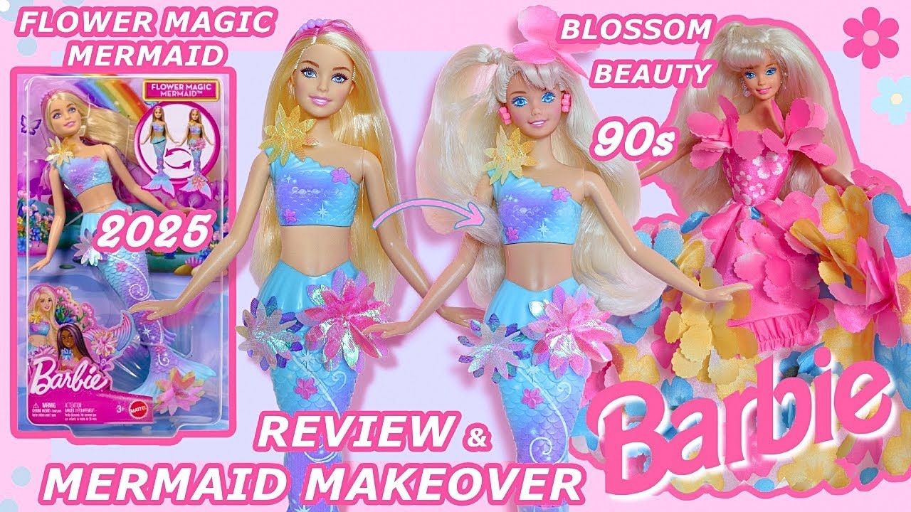 2025 Flower Magic Mermaid Barbie 🌸 90s Transformation/ Review + Vintage Blossom Beauty Restoration