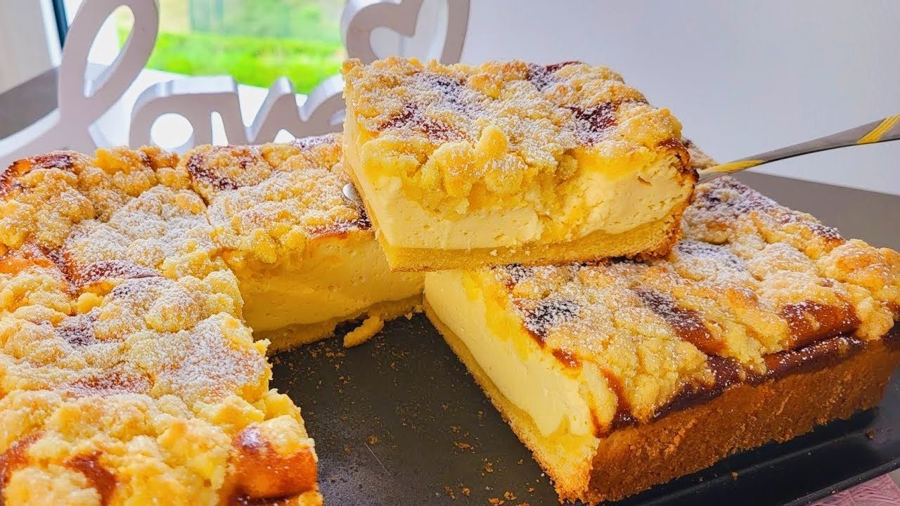 Käsekuchen: Streuselkuchen auf dem Blech! Kuchen Rezepte einfach