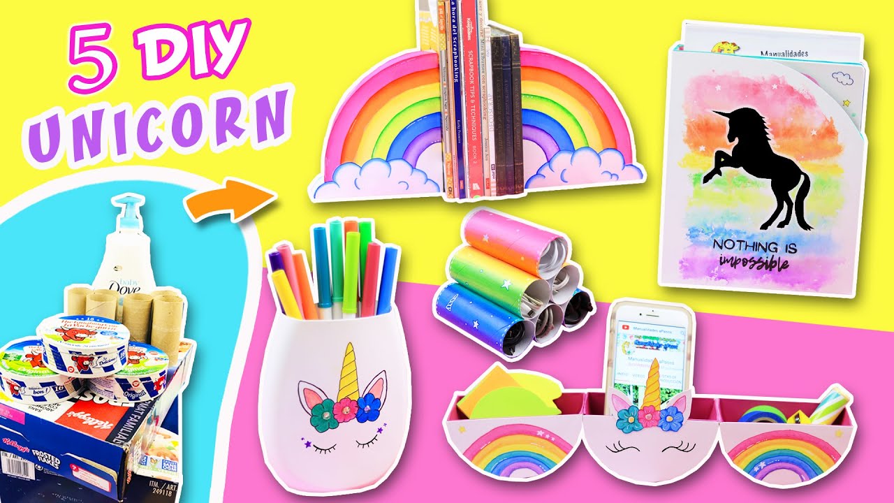 5 Unicorn DIYs You Have To Try - Room Decor or Desk Organizers using RECYCLING | aPasos Crafts DIY