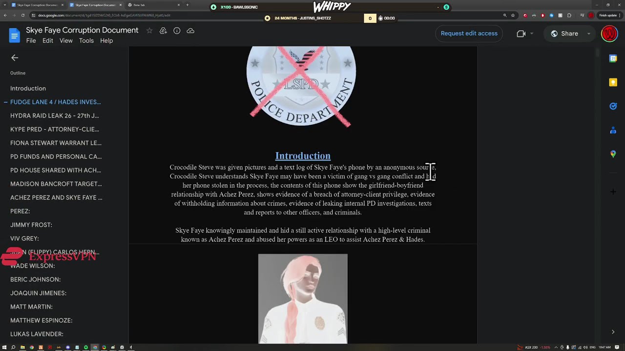 Croc reveals a massive 269 page document that should get Skye Faye fired. | GTA NoPixel 4.0