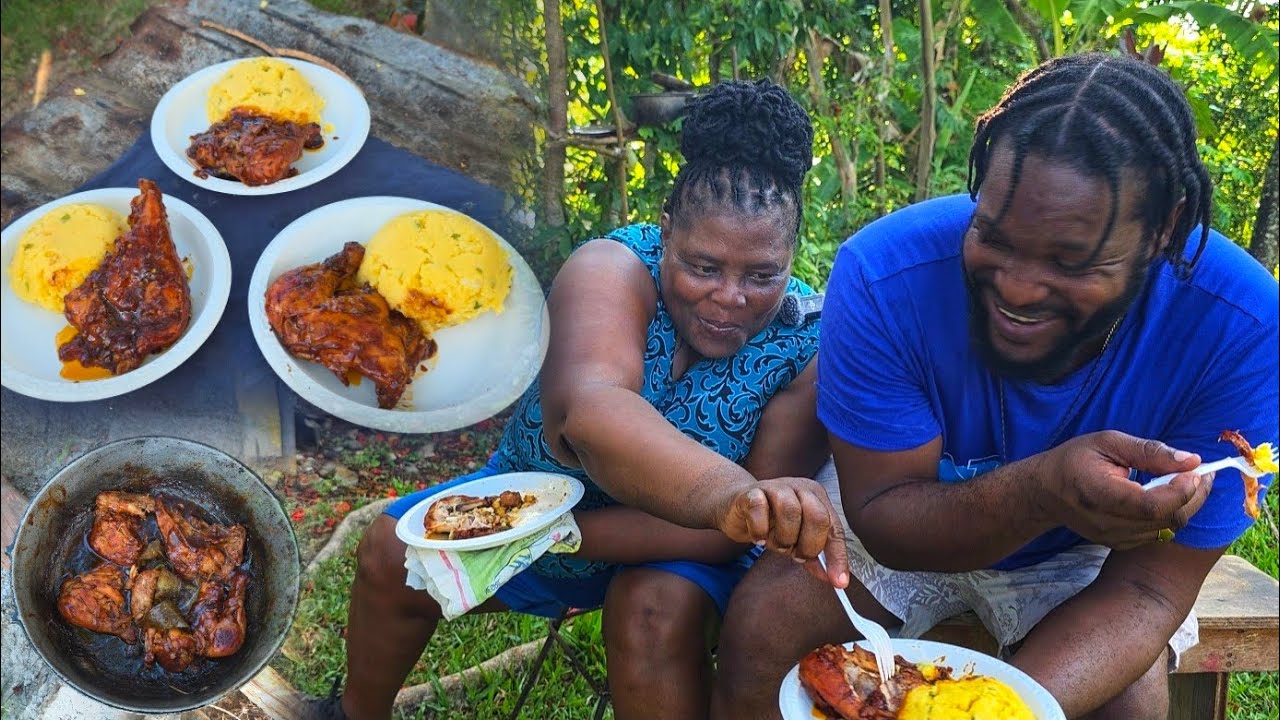 Come relax and cook with || Tun cornmeal | Pot roast chicken | Real authentic Jamaican cooking 