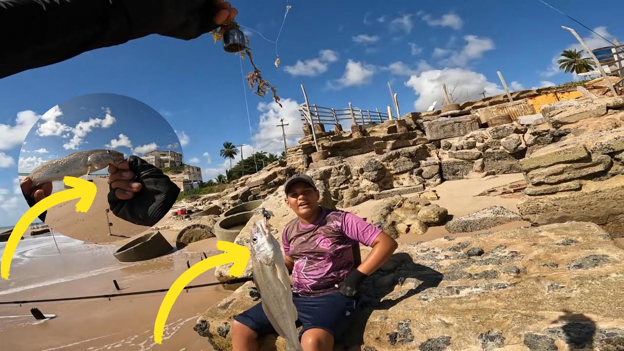 DEPOIS DE UM TEMPO VOLTEI A PESCAR COM PEIXE NA LINHA#pescaria#praia