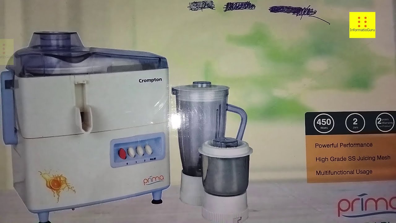 Crompton Prima RJ Plus Juicer Mixer Grinder with Flow Breaker Technology (2 Jars, White)
