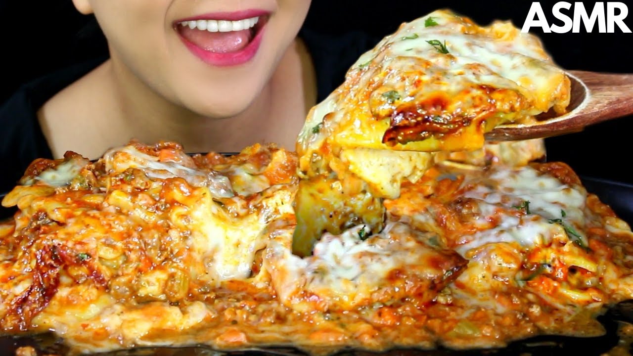 ASMR CHEESY LASAGNA Eating Sound BIG BITES MUKBANG