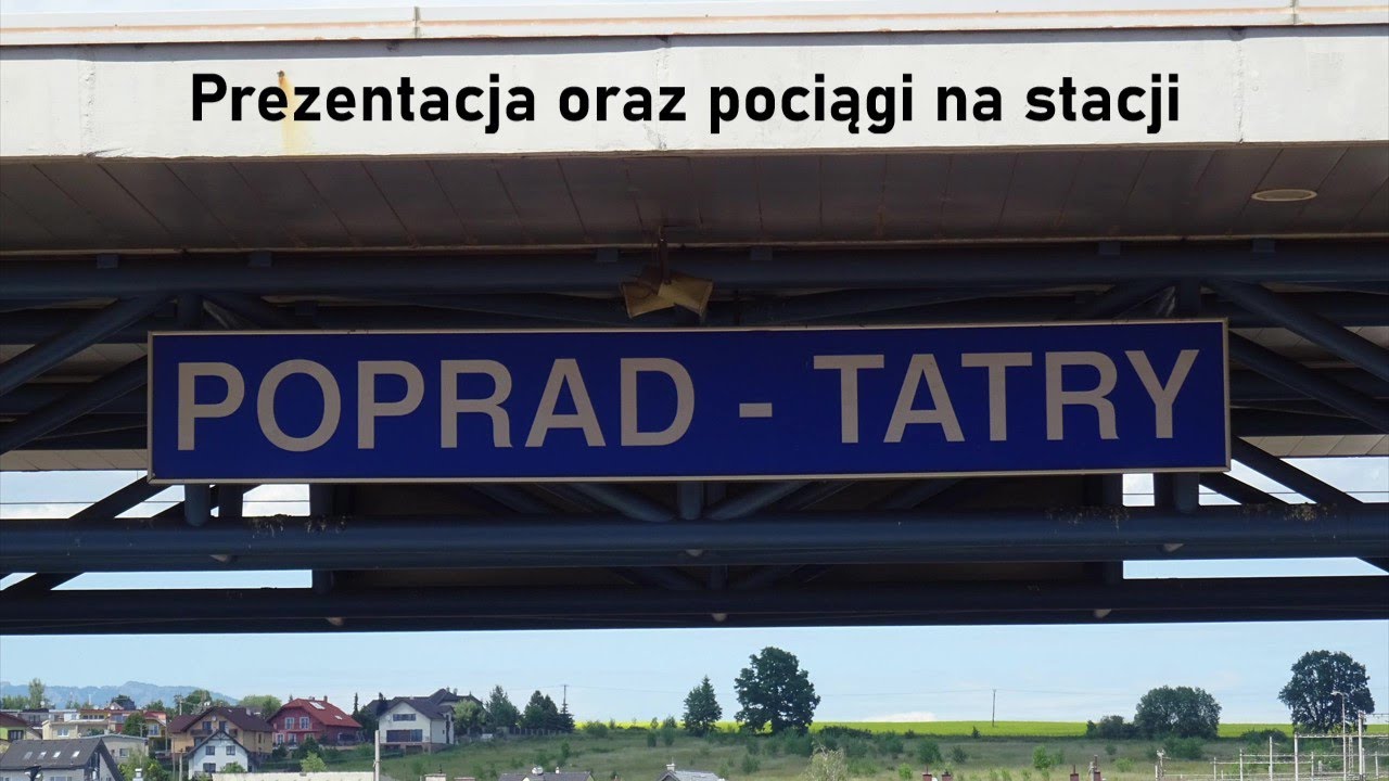 Prezentacja oraz pociągi na słowackiej stacji Poprad - Tatry