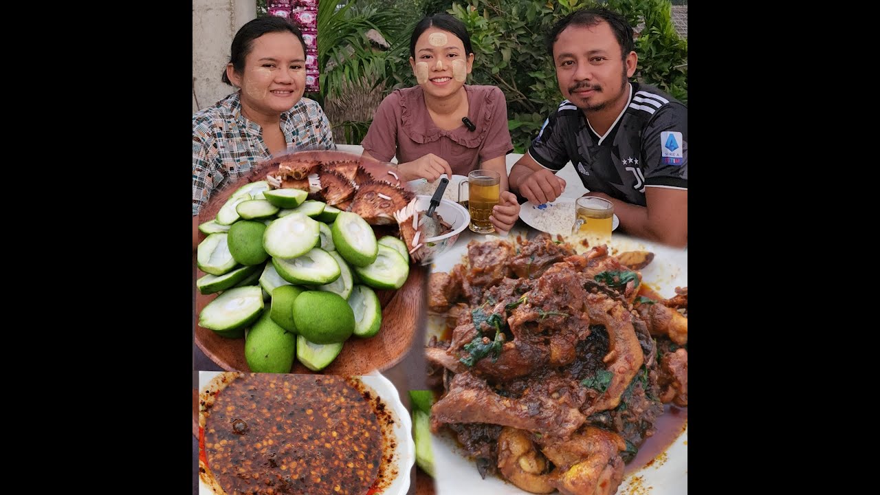 ခွေးသေးပန်းနဲ့ဘဲသားဟင်းချက်ပြီး ငါးပိရည် ငရုပ်သီးနဲ့ သရက်သီးစိမ်းတို့စရာ ထမင်းစားလို့မြိန်ပါတယ်🥰