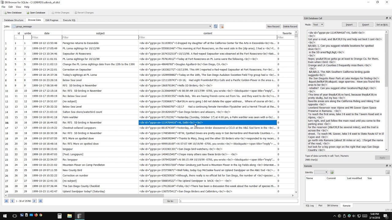 SDBIRDS SQLite DB Browser Howto Video