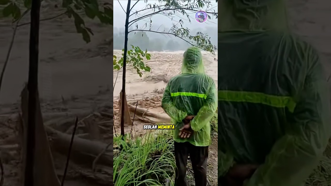 Gelondongan Kayu Ikut Hanyut Saat Banjir Sumatera Utara ❗️#short #banjir