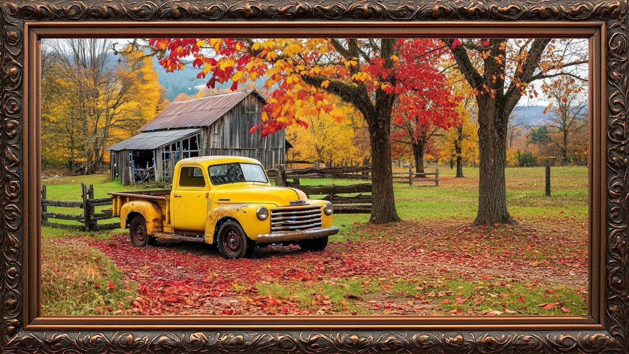 Retro Classic Car Art on TV 🚗 | Vintage Frame Wall Display for Living Room Décor