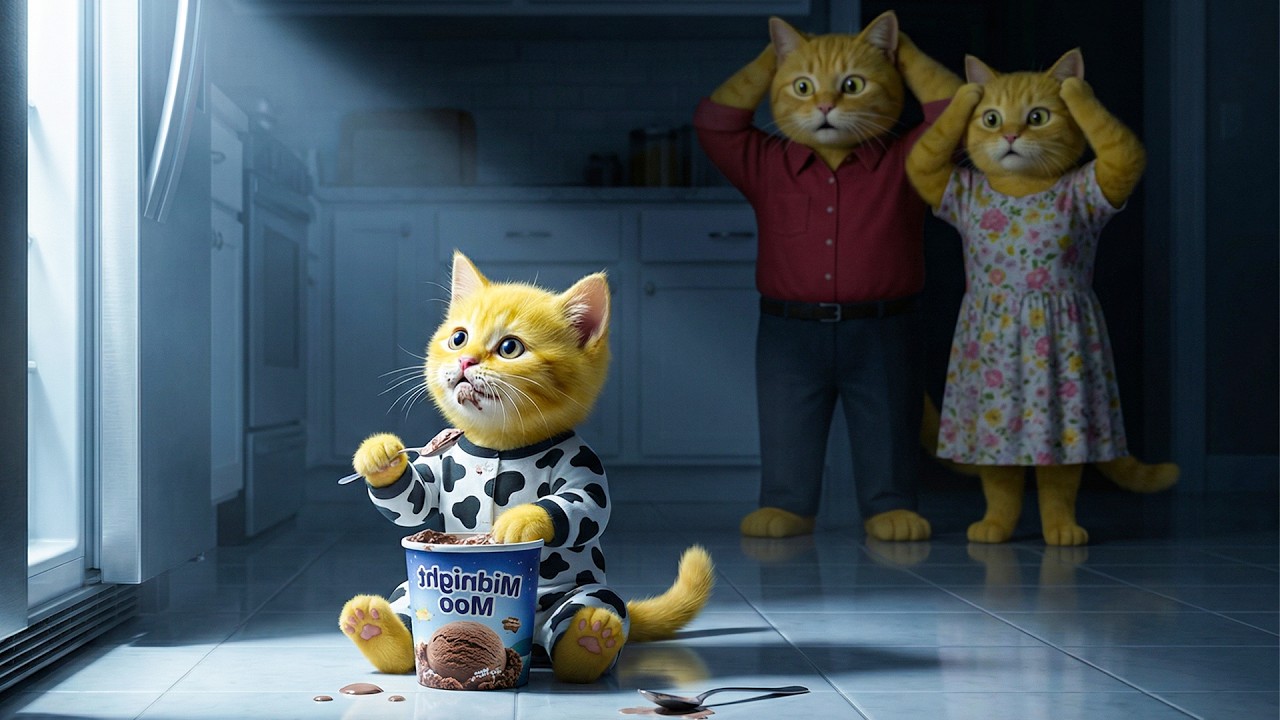 Ginger Kitten and Mama Cat Hunt for a Thief at Night &ndash; What Happens Next? 🕵️&zwj;♂️🐱