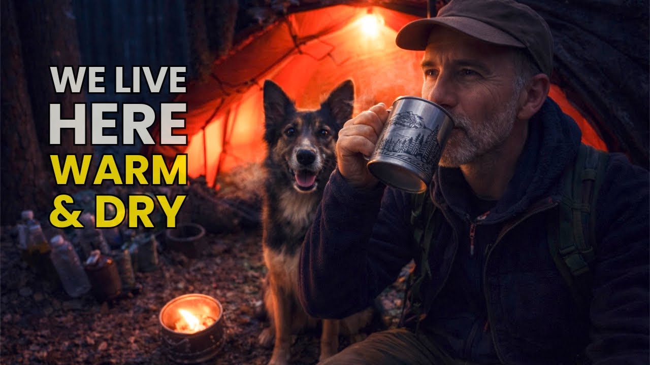 We Moved Camp for a Storm | Staying Warm & Dry in Winter Woods