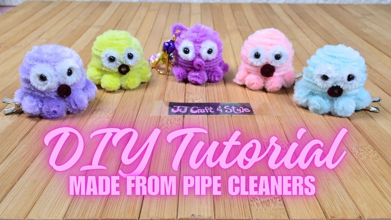 🐙SIMPLE WAY🐙 to make an octopus hair clip or keychain with pipe cleaners