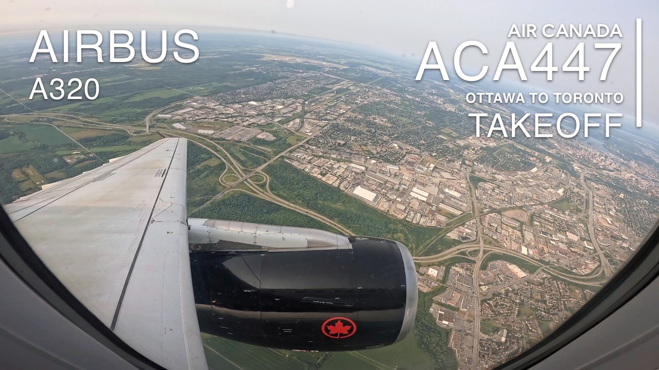 Takeoff [4K]: ACA447 - Ottawa Macdonald-Cartier International (CYOW) - Airbus 320 - YOW to YYZ