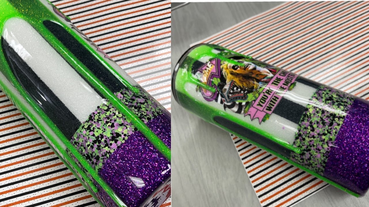Beetlejuice Tumbler | Halloween Tumbler | Glow In The Dark Tumbler | Glitter Tumbler
