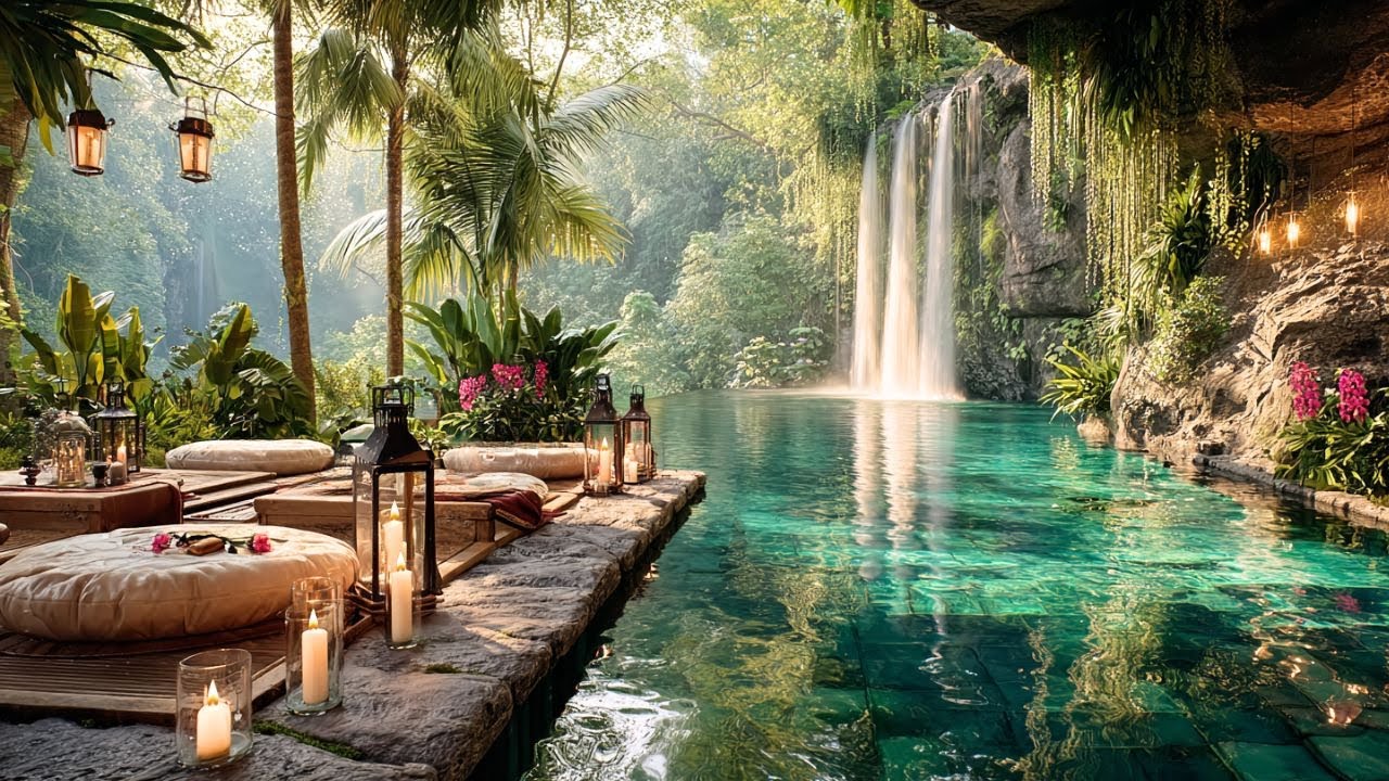 Peaceful Forest Hideaway 🌊 Waterfall & Birdsong Ambience for Deep Sleep and Meditation