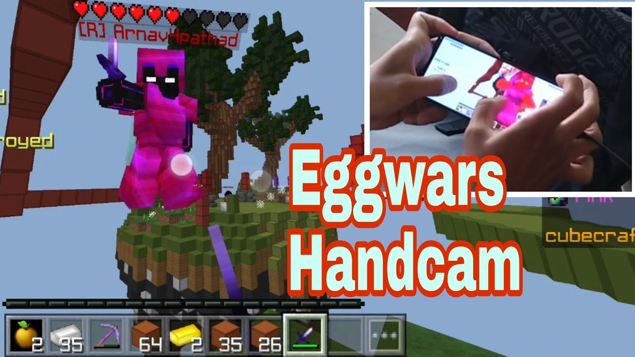 CubeCraft Eggwars with Mobile HANDCAM || MCPE PvP // Minecraft PE gameplay - DevaRoi MC