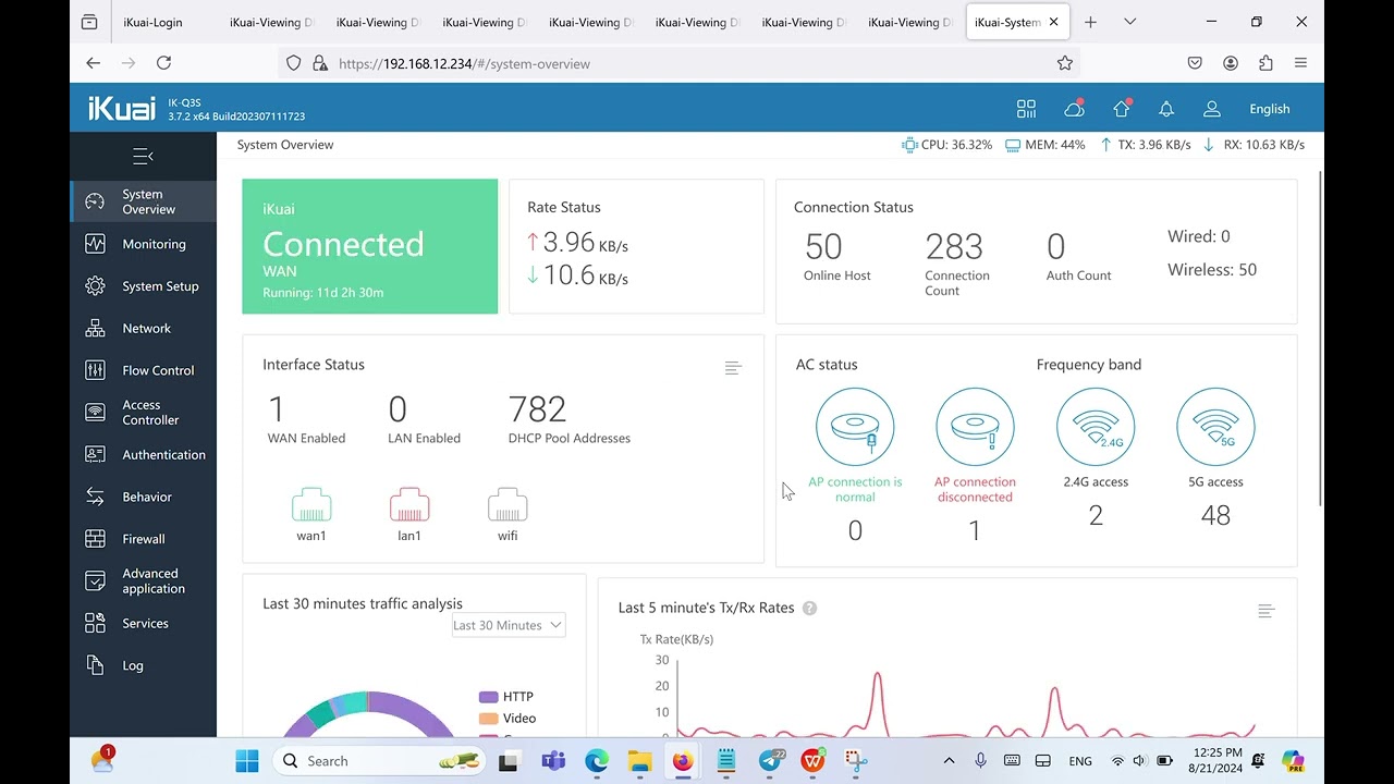 Router Ikuai check client connect and limit speed on IP user